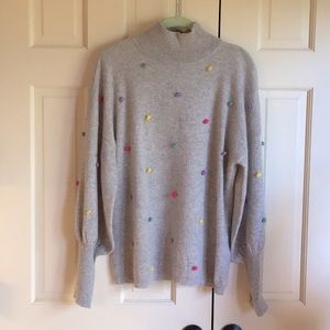 Charter Club 100% cashmere Mock-Neck Sweater with Colorful little Pompom…